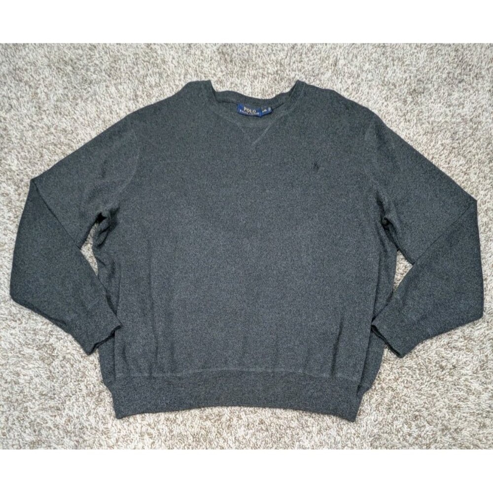 Polo Ralph Lauren Sweater Men 2XL XXL Charcoal Grey Crew Neck Pony Pullover Knit